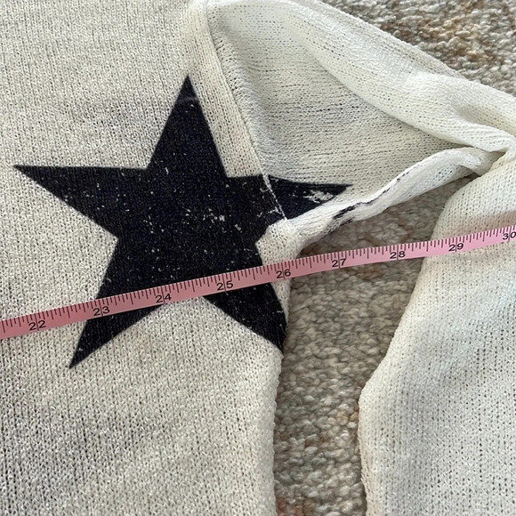 Star Print Long Sleeve Sweater Top Memorial Day 4th of July Starry Oversized - Picture 11 of 11